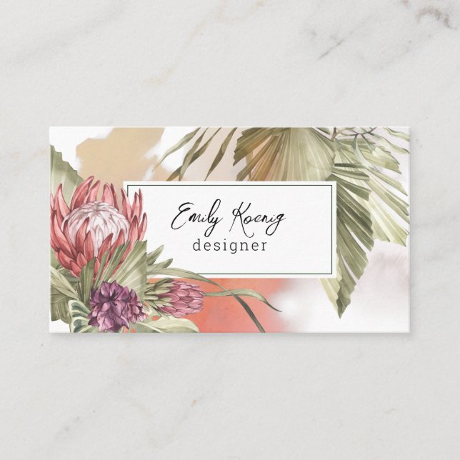 Colorful Boho Floral  Business Card (Front)