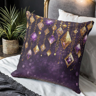 Colorful Boho Gems Violet and Gold ID1035 Cushion
