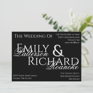 Colorful Boho Minimalist Black & White Chic  Invitation