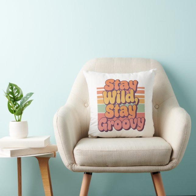 Colorful Boho Retro Stay Wild Stay Groovy Cushion (Chair)