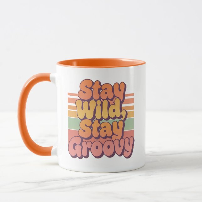 Colorful Boho Retro Stay Wild Stay Groovy Mug (Left)