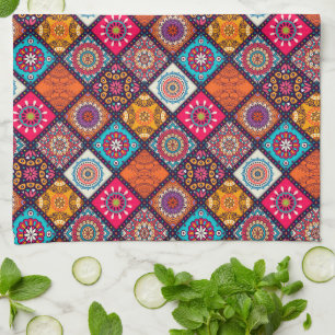 colorful boho style tea towel