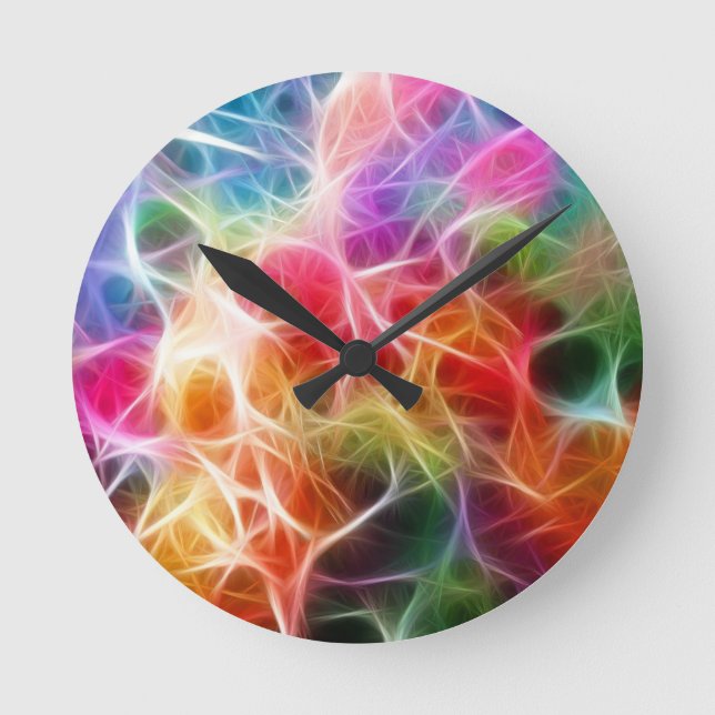 Colorful Bokeh Lightning Round Clock (Front)