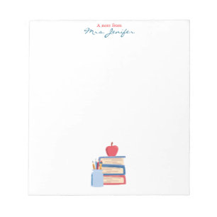 Colorful Book Pencil & Apple Kindergarden Teacher Notepad