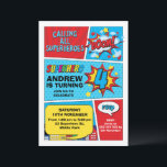 Colorful Boom Superhero 4th Birthday Invitation<br><div class="desc">Colorful Boom Superhero 4th Birthday Invitation

This superhero boy's 4th birthday invitation features a city,  speech bubbles and various cartoon like words. It's sure to set the scene for a 4th birthday superhero themed party.</div>