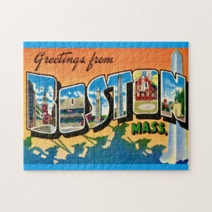 Colorful Boston Postcard 11x14 Jigsaw Puzzle
