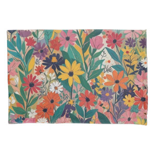 Colorful Botanical Floral Wall Art Pillowcase