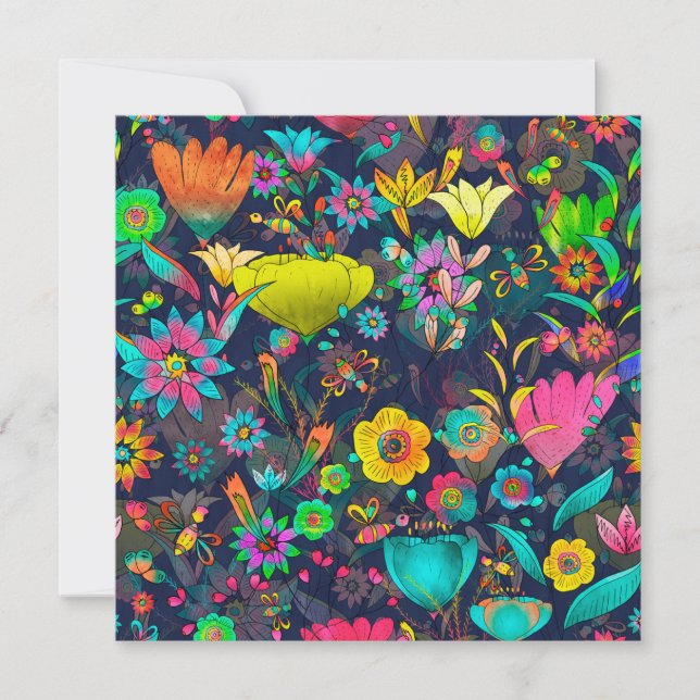 Colorful botanical pattern thank you card (Front)