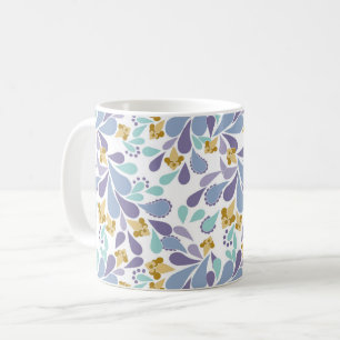 Colorful bouquets of retro flowers on white  coffee mug