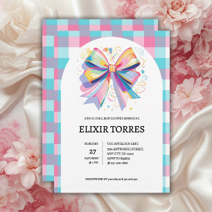 Colorful Bow Baby Shower Invitation