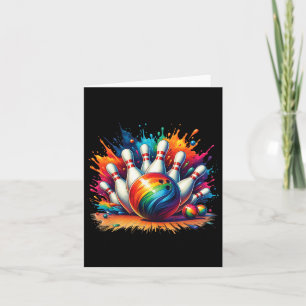 Colorful Bowling Game Day Bowling Lover Cute Vibra Card
