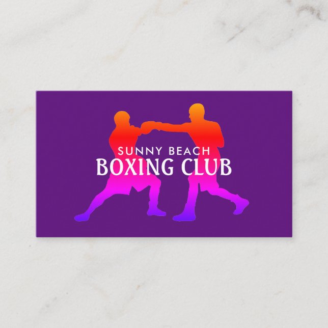 Colorful Boxing Match, Boxer, Boxing Trainer Business Card (Front)