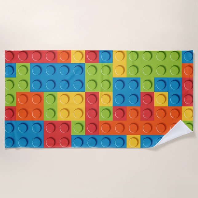 Colorful bricks kids pattern beach towel (Front)