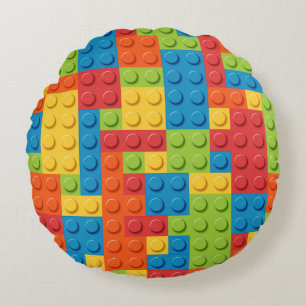 colorful bricks kids pattern round cushion