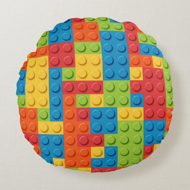 colorful bricks kids pattern round cushion (Front)