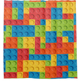 Colorful bricks kids pattern shower curtain