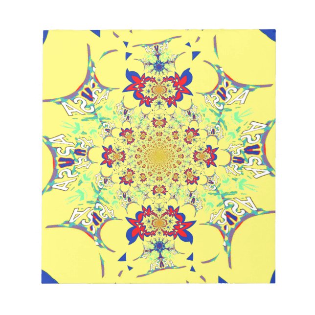 Colorful Bright floral damask design Notepad (Front)