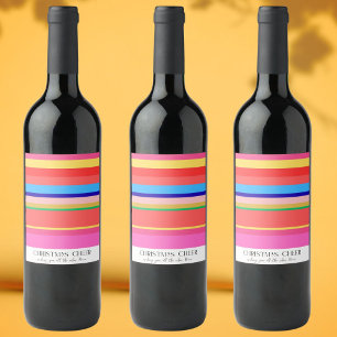 Colorful Bright Modern Christmas  Wine Label