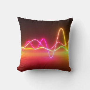 Colorful bright neon glowing graphic equalizer. Mu Cushion