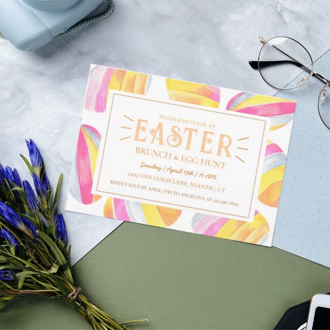 Colorful Bright Pastel Pink Easter Egg Hunt Invitation (Creator Uploaded)