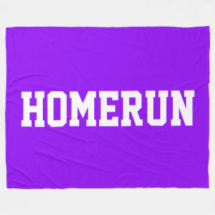 Colorful Bright Purple Sporty White HOMERUN Text Fleece Blanket
