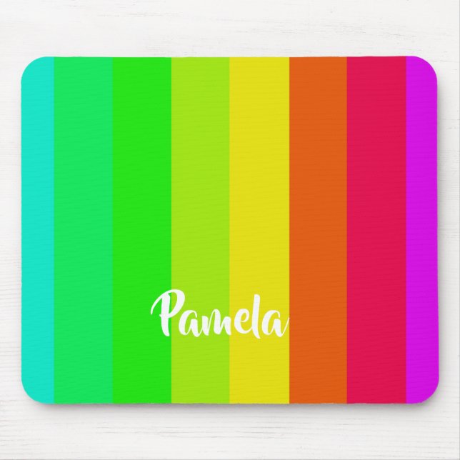 Colorful bright rainbow lines mouse mat (Front)