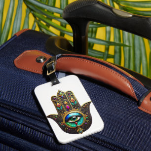 Colorful Brown Gold Hamsa Rainbow Color Third Eye Luggage Tag