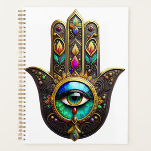 Colorful Brown Gold Hamsa Rainbow Color Third Eye Planner