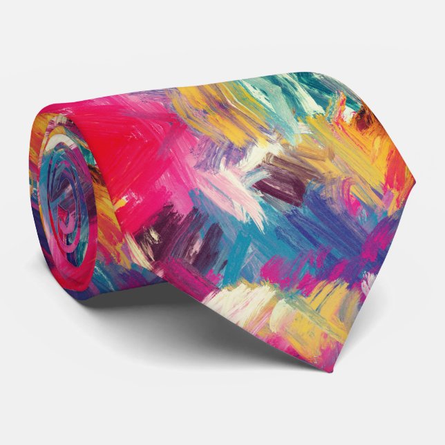 Colorful Brush Strokes Tie (Rolled)