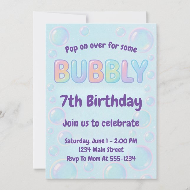 Colorful Bubble Birthday Invitation (Front)