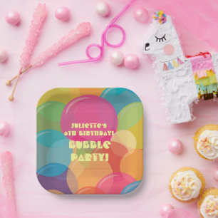 Colorful Bubble Birthday Party Paper Plate