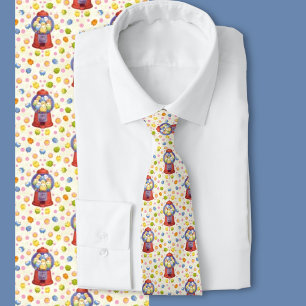 Colorful Budgie Gumball Machine Pattern Fashion Tie