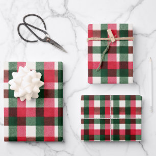 Colorful Buffalo Plaid Christmas Wrapping Paper Sheet