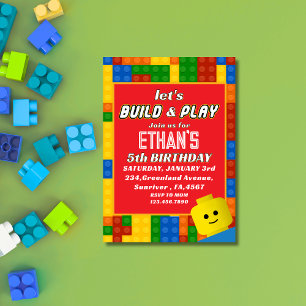 Colorful Builder-Themed Birthday Creative Kids Invitation