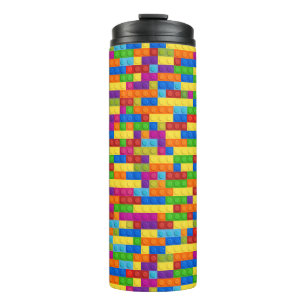 Colorful Building Block Pattern Thermal Tumbler