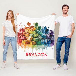 Colorful Building Blocks Explosion Birthday Party Fleece Blanket