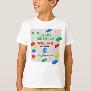 Colorful Building Blocks Kids Birthday T-Shirt