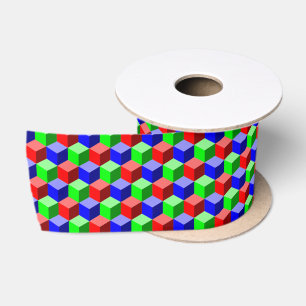 Colorful Building Blocks Thunder_Cove 3-D Satin Ribbon