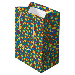 Colorful Building Brick Toy Block Pattern Medium Gift Bag