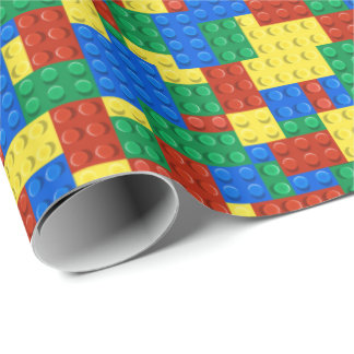 Colorful Building Brick Toy Block Pattern Wrapping Paper