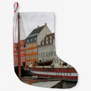 COLORFUL BUILDINGS BESIDE THE RIVER SMALL CHRISTMAS STOCKING