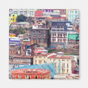 Colorful Buildings on to Hill Magnet