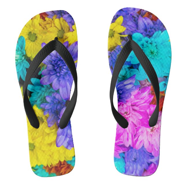 Colorful Bunch of Flowers Flip Flops (Footbed)