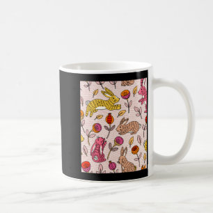 Colorful bunnies cute floral vintage t shirt coffee mug