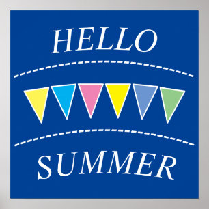 Colorful Bunting Hello Summer Poster