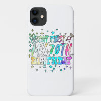colorful but first my 70th birthday stripes text