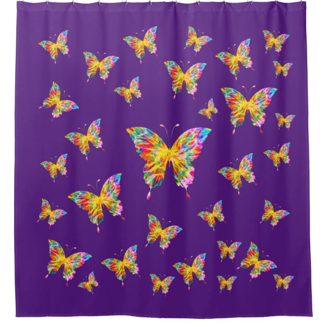 COLORFUL BUTTERFLIES ABSTRACT  SHOWER CURTAIN (Front)