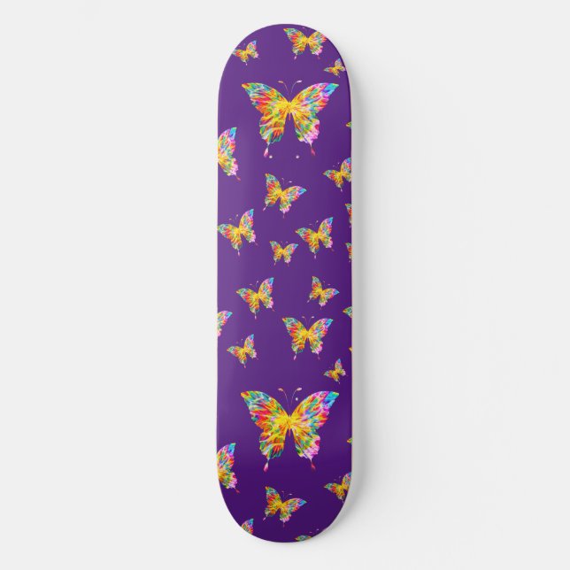 COLORFUL BUTTERFLIES ABSTRACT  SKATEBOARD (Front)