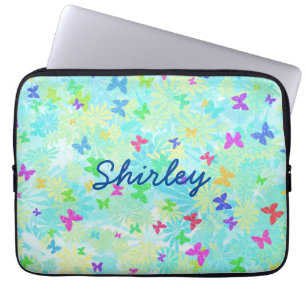 Colorful Butterflies and Daisies by Shirley Taylor Laptop Sleeve