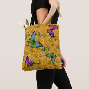 "Colorful Butterflies" Customizable Monogram  Tote Bag